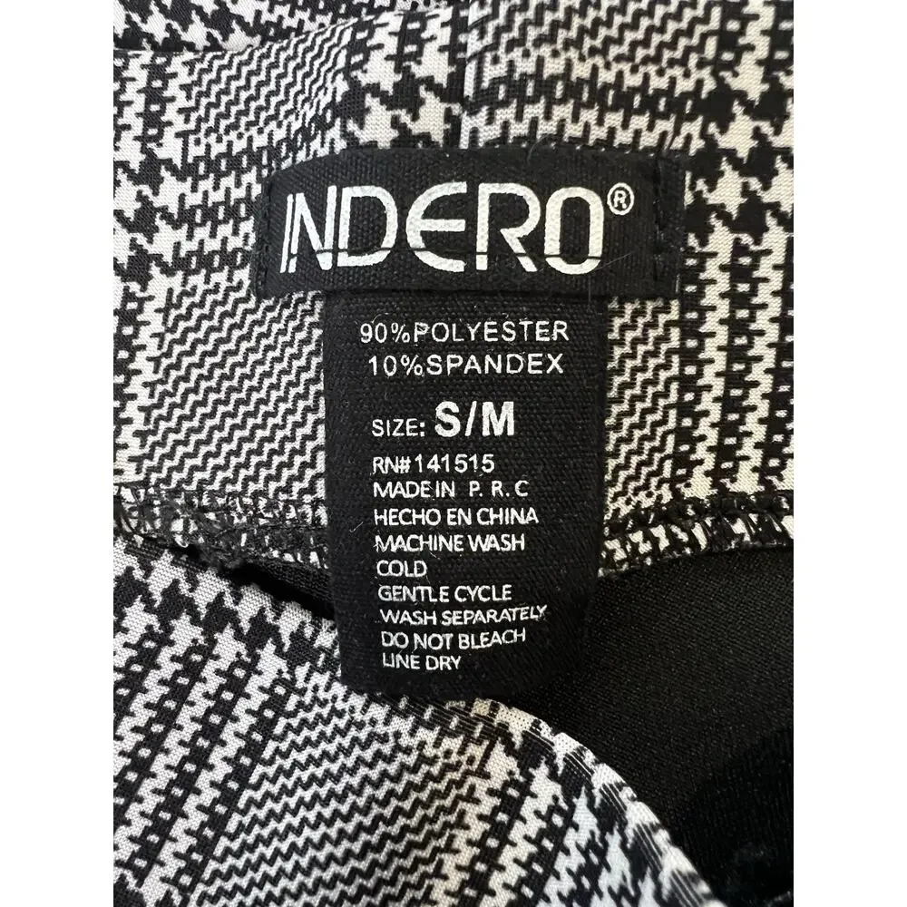 Indero Scuba Pants NWT Black/White Plaid Spandex Women's Size S/M